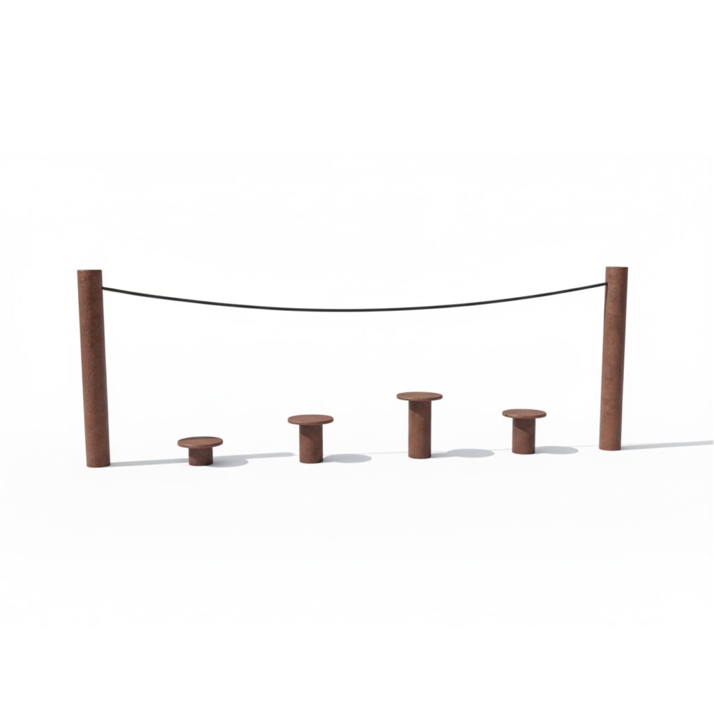 Circuito de equilibrio con plataformas y cuerda